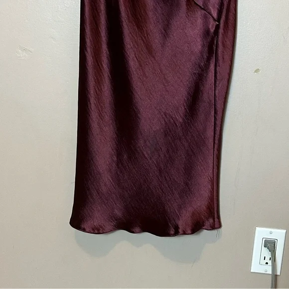 Plum Slip Midi Dress with Long Sleeves Size 14 - Picture 3 of 6